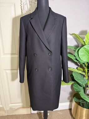 Theory Black Double-Breasted Trench Coat